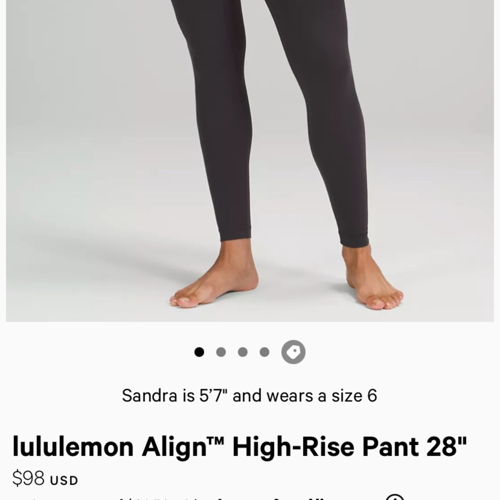 Lululemon Align High Rise Pant 28” Black
